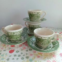 Green and White Transfer Ware