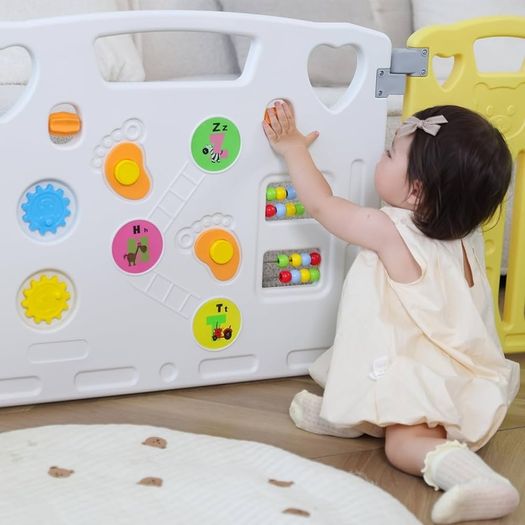 Baby Playpen Kids Activity Centre Safety Play Yard Home Indoor Outdoor New Pen (Multicolour, Classic Set 14 Panel) (Multicolour 14 Panel)