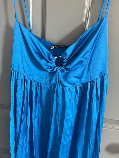 Zara blue silky midi dress