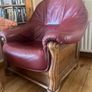 Leather & Walnut 3 piece Suite Image 4