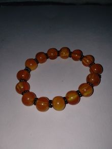 Orange Agate Bracelet Handmade Elastic Gemstone from Nepal