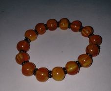 Orange Agate Bracelet Handmade Elastic Gemstone from Nepal