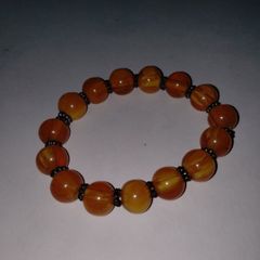Orange Agate Bracelet Handmade Elastic Gemstone from Nepal