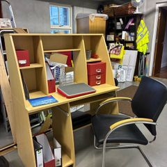 Desk, chair & filling cabinet