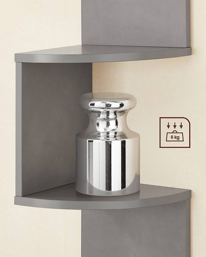 FREE P&P Corner Shelf, 5-Tier Floating Wall Shelf with Zigzag Design, Bookshelf, Grey