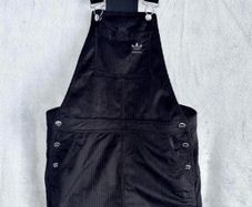 Adidas Originals Black Corduroy Dungaree Dress UK 6 XS