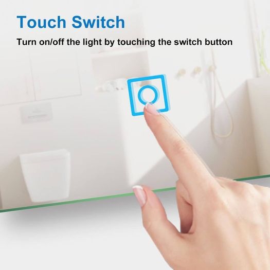 NEW SALE | 600x500 Bathroom Wall Mirror with LED Lights, LED Bathroom Mirror Anti-fog, Touch Sensor Switch, Wall Mounted Vanity Mirror Vertical or Horizontal