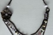 Vintage Bronze Multi-Strand Flower &amp; Pastel Beaded Statement Necklace