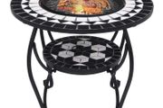 Mosaic Fire Pit Table Black and White 68 cm Ceramic