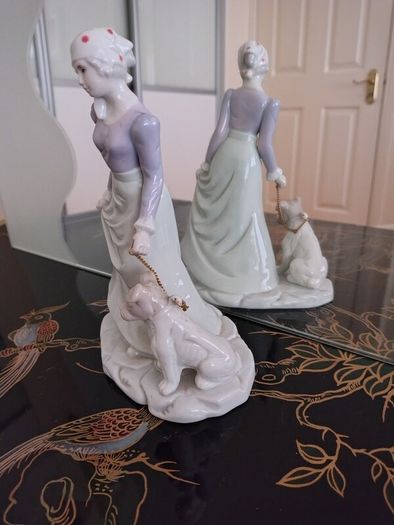 Vintage Figurine of Girl Walking Dog