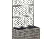 Trellis Raised Bed with 2 Pots 58x30x107 cm Poly Rattan Grey