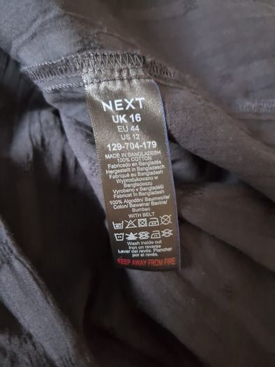 Next Black Dress With Self Tie belt.  S. 16. New -No Tag