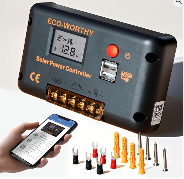 ECO-WORTHY 30A 12V/24V PWM USB Solar Panel Charge Controller