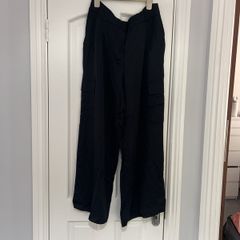Wide leg satin combat trousers