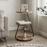 Small Round Coffee Table with 3 Color LED Lights, End Table with 3 Tier Storage Shelves, Bedside Sofa Side Tables for Living Room Bedroom, Rustic Brown Image 3