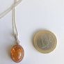 Genuine amber oval pendant sterling silver necklace Image 2
