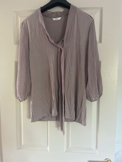 Taupe sheer sleeve top