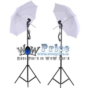 44233 Umbrella Continuous Lighting Photo Studio 2Pcs 2M 6.6Ft Light Stand+2Pcs 33" White Soft Light Umbrella + 45W Light Bulb + Swivel Socket