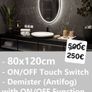 LED Bathroom Mirror Antifog 80x120cm Image 2