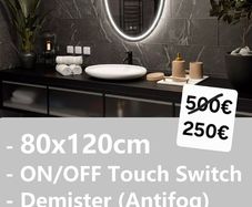 LED Bathroom Mirror 80x120cm Demister Antifog Touch Switch