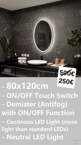 LED Bathroom Mirror Antifog 80x120cm