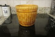 Vintage Mustard barrel planter...