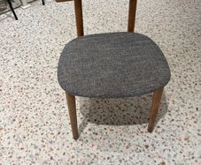 3 x Scandi Oak Dining Chair, Grey Tweed Fabric Seat