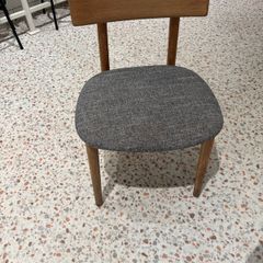 3 x Scandi Oak Dining Chair, Grey Tweed Fabric Seat