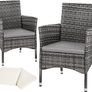Set of 2 Poly Rattan Garden Chairs with Cushions and 2 Cover Sets and Stainless Steel Screws Grey / Light Grey Image 4