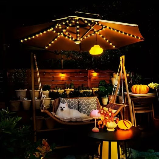 Umbrella Light, LED Umbrella Light Strip, Courtyard Sunshade LED Light String,