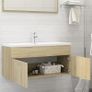 Sink Cabinet with Built-in Basin Sonoma Oak Chipboard Image 3