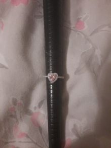 pink heart stone silver ring