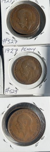 George V Pennies 1921, 1927 & 1928