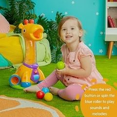Bright Starts - Spin and Giggle Giraffe Ball Popper, Musical Toy for Babies and Toddlers, Giraffe with Balls, Age 12 Months and Up