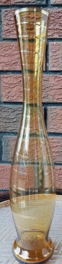 Vintage Pair of Amber Glass Vases