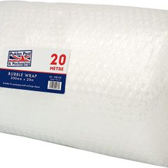 Lightweight Protective Bubble Cushioning Wrap for Packaging and Mailing, Small Air Bubbles, 300mm x 20m Roll, Clear for Packing or Storage Boxes