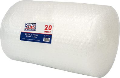 Lightweight Protective Bubble Cushioning Wrap for Packaging and Mailing, Small Air Bubbles, 300mm x 20m Roll, Clear for Packing or Storage Boxes