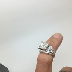 10ct White Gold 1.5ct Diamond Cocktail Ring. Size L 1/2
