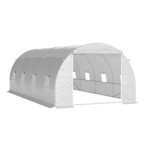 6 x 3 x 2 m Polytunnel Greenhouse, Walk-in Polytunnel Tent with Metal Frame, Zippered Door, and 8 Windows for Garden and