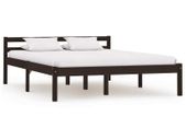 Bed Frame Dark Brown Solid Pine Wood 140x200 cm