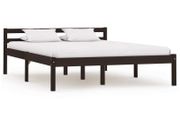 Bed Frame Dark Brown Solid Pine Wood 140x200 cm