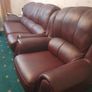 3 and 1 seater  brown leather sofa Image 2