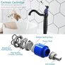 Bathroom Basin Mixer Tap, Mono High Rise Basin Tap for Countertop, Tall Traditional Sink Faucet with Ceramic Lever, 360 Swivel Spout, Classic Taps, Retro Style, Brass (Matte Black Image 2