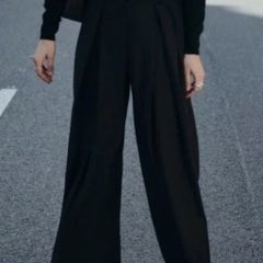 Zara high waisted wide leg trousers with belt