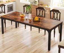 Industrial Dining Table 6-8 People with Sturdy Metal Legs