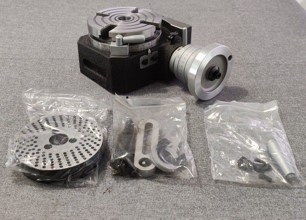 BRAND NEW Horizontal Vertical Rotary Table 4"/100mm 4-Slot MT-2 W/ 3 Dividing Plates for Milling Drilling Machine