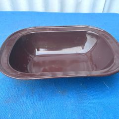 Vintage brown rectangular enamel dish