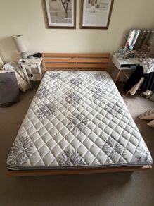 King Size Wooden Bed Frame + Mattress