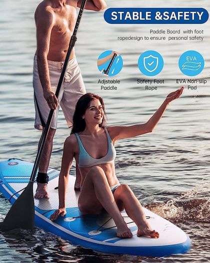 Paddle Board Stand Up Paddle Board SUP 6 inches Thick Board with ISUP Accessories & Carry Bag & Fast Pumping for Adults & Youth for Paddling Surfing Fishing Yoga (FREE SHIPPING)