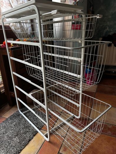 IKEA JONAXEL white storage unit with wire baskets